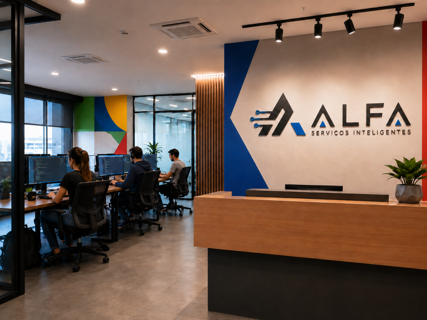 Escritório moderno da Alfa Serviços Inteligentes